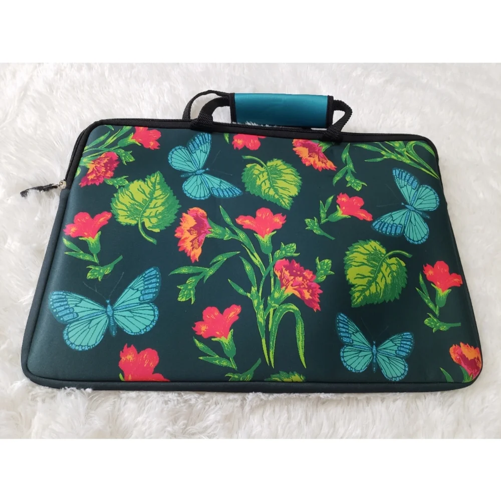 India circus by krsnaa mehta butterfly green floral laptop case